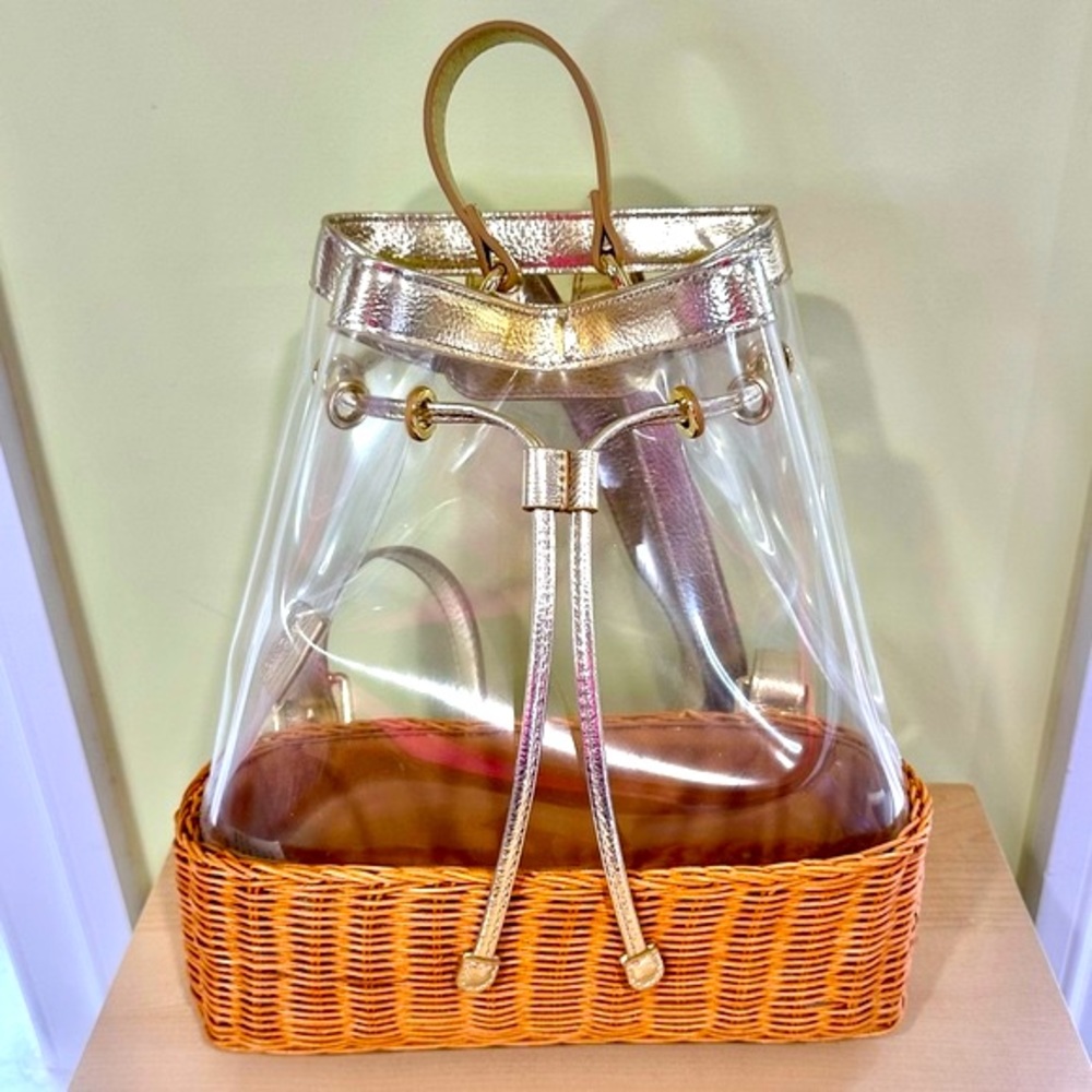 Lilly Pulitzer Ellamae Clear Wicker Backpack - Picture 1 of 14